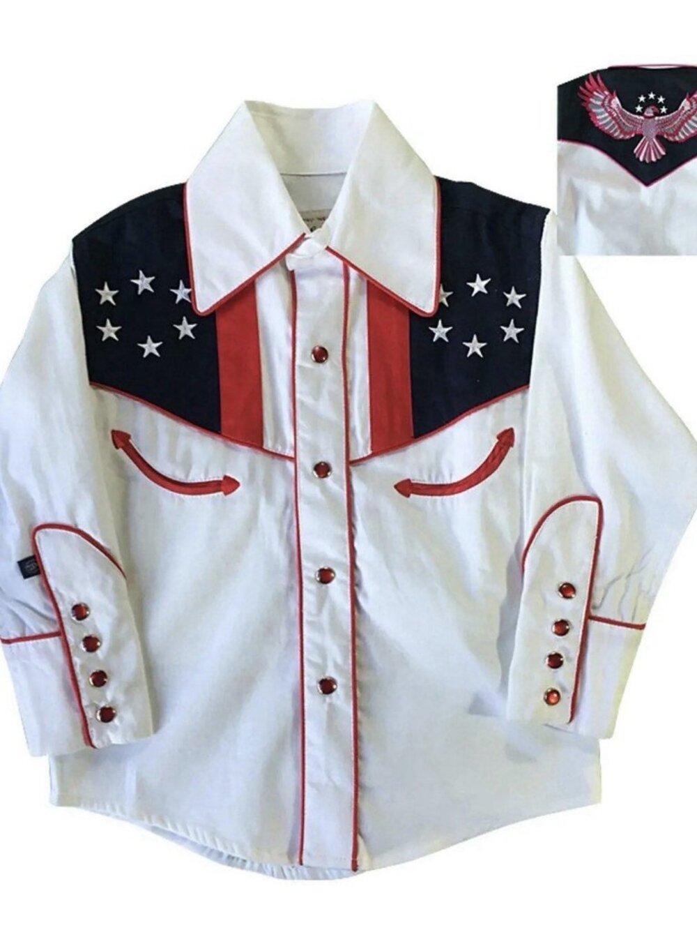 Rockmount Ranch Wear XL Men's Vintage USA Flag & Eagle Embroidered Western Shirt
